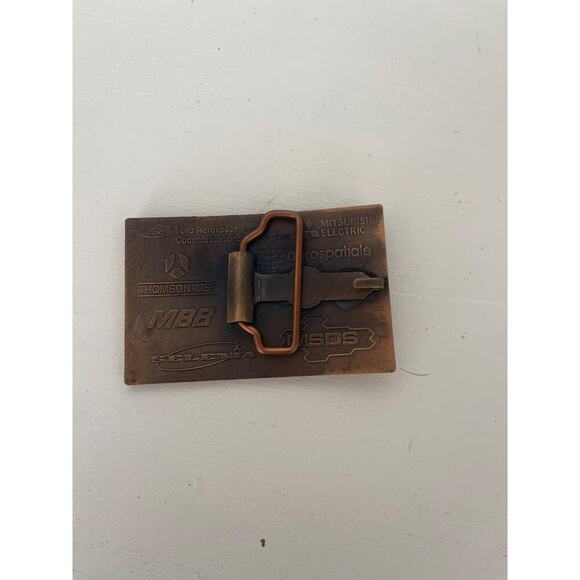 Vintage  Ford Aerospace & Communications INTELSAT brass belt buckle - Picture 2 of 3